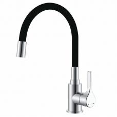 Змішувач для кухні Zerix Rex-011 Chrome Refl.Black з нерж. сталі (Колір хром+силік.вилив чорний) (ZX6127)