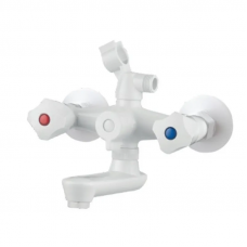 Змішувач для ванни PLAMIX OMEGA-142 EURO SET WHITE (зі шлангом, лійкою та кронштейном) (MX9699)
