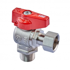 Кран кульовий Roho R116-050 -1/2"х1/2" ВЗ кутовий Н/Г, ручка "метелик" червона (RO0235)
