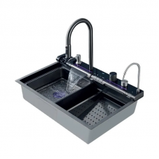 Мийка Zerix ZH7546-SET-04 DECOR Nano-Black з вбудованим змішувачем з нерж. сталі (ZM5578)