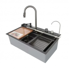 Мийка багатофункціональна Mixxus MH7546-SET-07 DECOR NANO-BLACK з вбудованим змішувачем (MX9578)