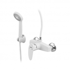 Змішувач для душової кабіни Plamix Cezar-003 SET White (з шлангом, лійкою та кронштейном) (PM0665)