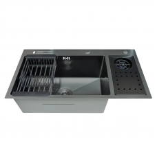 Мийка Zerix ZH8245-SET-08 Micro Decor Graphite з нержавіючої сталі (колір графіт) (ZM5594)