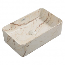 Раковина накладна Mixxus Premium QUADRO-0208 MARBLE 480х315х140mm з переливом (MP6518)