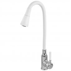 Змішувач для кухні Zerix Atrium-011-T Refl.WHITE (Колір хром+силік.вилив білий) (ZX4719)