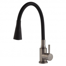 Змішувач для кухні Mixxus SEO-011-T Graphite Refl.Black з нерж.сталі SUS304 (Кол.графіт+сил.вилив чорний) (MI8434)