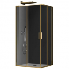 Душова кабіна без піддону Koer SR SC10-90x90x195-TR-12 прозоре скло Easy Clean 6мм, матове золото (KR5943)