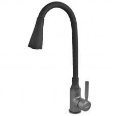 Змішувач для кухні Zerix Atrium-011-T Graphite Refl.Black (Колір графіт+силік.вилив чорний) (ZX6106)