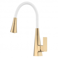 Змішувач для кухні Mixxus Etna 014-T (NUT) Brushed Gold Refl.White (Матове золото+силіконовий вилив білий) (MI8423)