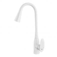 Змішувач для кухні PLAMIX CEZAR-011-B SET WHITE REFL.WHITE з силіконовим виливом, з підведенням (PM0718)