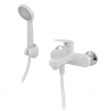 Змішувач для ванни Plamix Lucas-009 EURO SET White з шлангом, лійкою та кронштейном (PM0708)