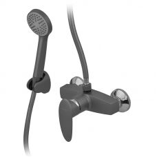 Змішувач для душової кабіни Plamix CEZAR-003 SET Graphite, зі шлангом, лійкою та кронштейном (PM0689)