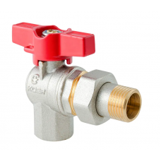 Кран з американкою кутовий Koer Extreme KE.228-15 - 1/2" ручка "метелик" червона (KR5763)