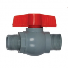 Кран кульовий PLAMIX PVN-1/2" MM PVC, ручка "метелик" (grey+red) (PM0704)