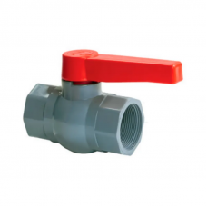 Кран кульовий PLAMIX PVF-4" FF PVC ручка "важіль" (grey+red) (PM0755)