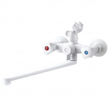 Змішувач для ванни PLAMIX OMEGA-140 EURO SET WHITE (со шлангом, лейкой и кронштейном) (MX9579)