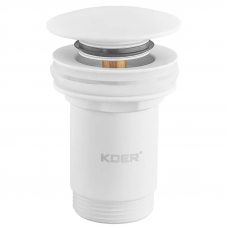 Донний клапан для раковини Koer PW-07-03 1 1/4'' з переливом автоматичний СLICK-СLACK (Колір білий) (KR5783)