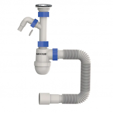 Сифон для умивальника Mixxus SU-02-B 1 1/2"x40 з литим випуском та відводом для пральної машини (MI8185)
